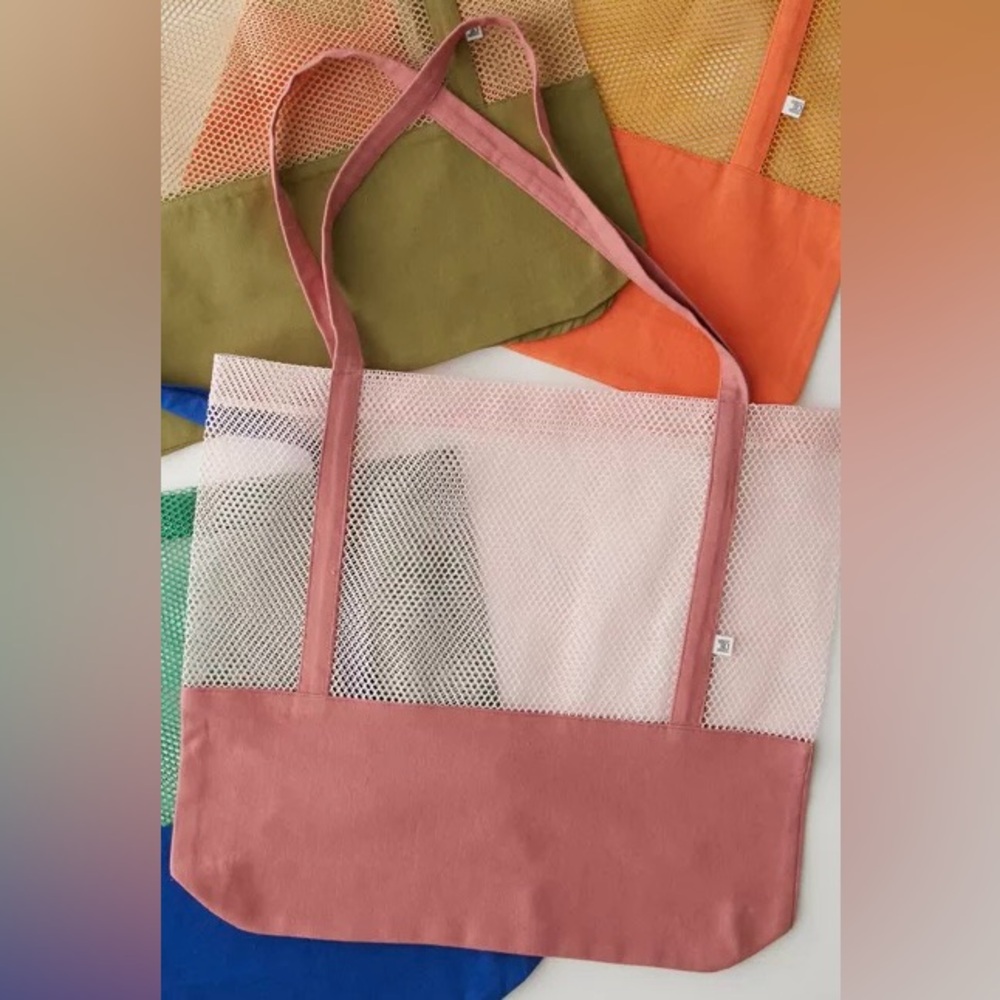 Urban Outfitters Pink Mesh & Canvas Tote Bag